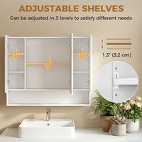 Wall Mounted Bathroom Medicine Cabinet with Mirror and Adjustable Shelves, White