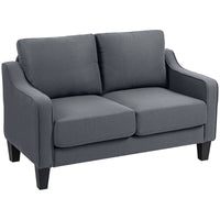 Loveseat Sofa, Modern Couch with Pocket Spring, Linen Upholstered, Thick Padded, Charcoal Grey