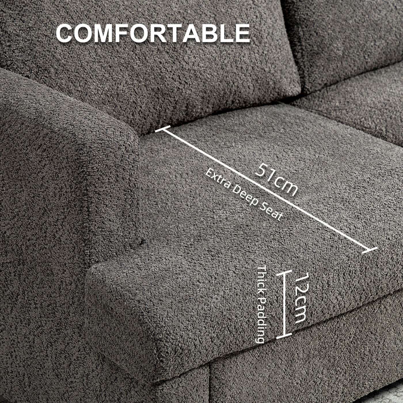 54.3" Loveseat Sofa, 2 Seater Sofa with Removable Cushions, Small Couch with Solid Wood Frame for Living Room, Dark Grey