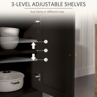 Sideboard Cabinet with 2 Drawers, 4 Barn Doors and 2 Adjustable Shelves, Buffet Table for Living Room, Black