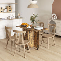 Drop Leaf Dining Table, Mobile Folding Table on Wheels with Drawers and Cabinet for Dining Room, Kitchen, Rustic Brown