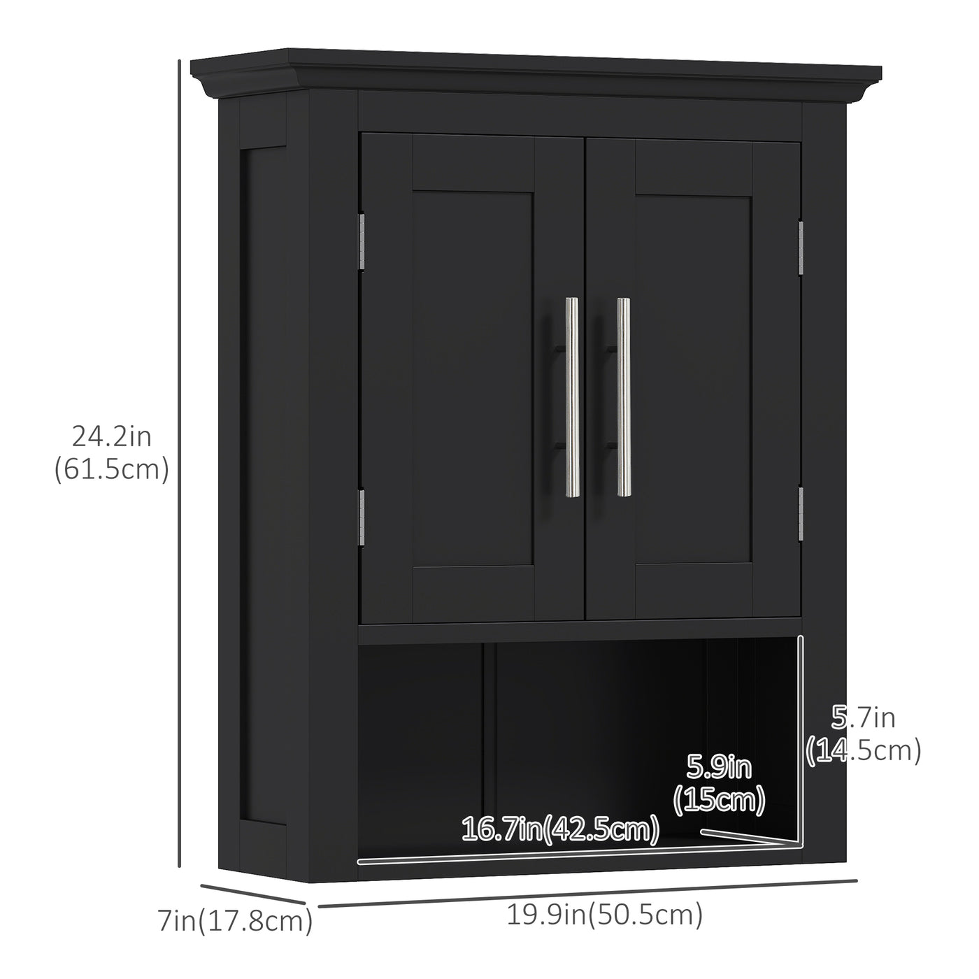 Bathroom Wall Cabinet, Medicine Cabinet, Toilet Storage Cabinet with Shelf for Living Room and Entryway, Black