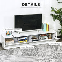 Lighted TV Stand for TVs up to 75", TV Cabinet with Storage for Living Room, High Gloss White