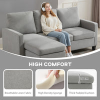 L-Shape Sofa, Modern Sectional Couch with Ottoman, Corner Sofa for Living Room, Light Grey