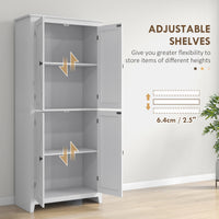 72" Freestanding Storage Cabinet, Kitchen Pantry Cabinet with Doors and Shelves for Dining Room, White