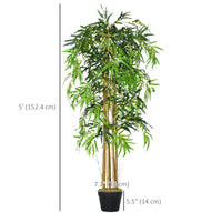 5FT Artificial Bamboo Tree, Fake Plant with 1095 Leaves, Greenery Plant in Nursery Pot for Indoor, Green