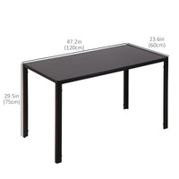Rectangular Kitchen Table for 4 People, Dining Table with Tabletop Tempered Glass for Dining Room, Living Room, Black