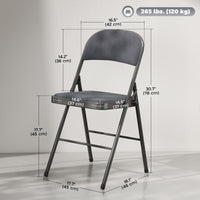 4 Pack Folding Chairs with Padded Seats, Velvet Portable Party Chairs with Steel Frame, Dark Grey