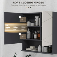 Medicine Cabinet, Wall Mounted Bathroom Mirror Cabinet with Mirrored Door, Adjustable Shelf and Soft Close Mechanism, Light Grey