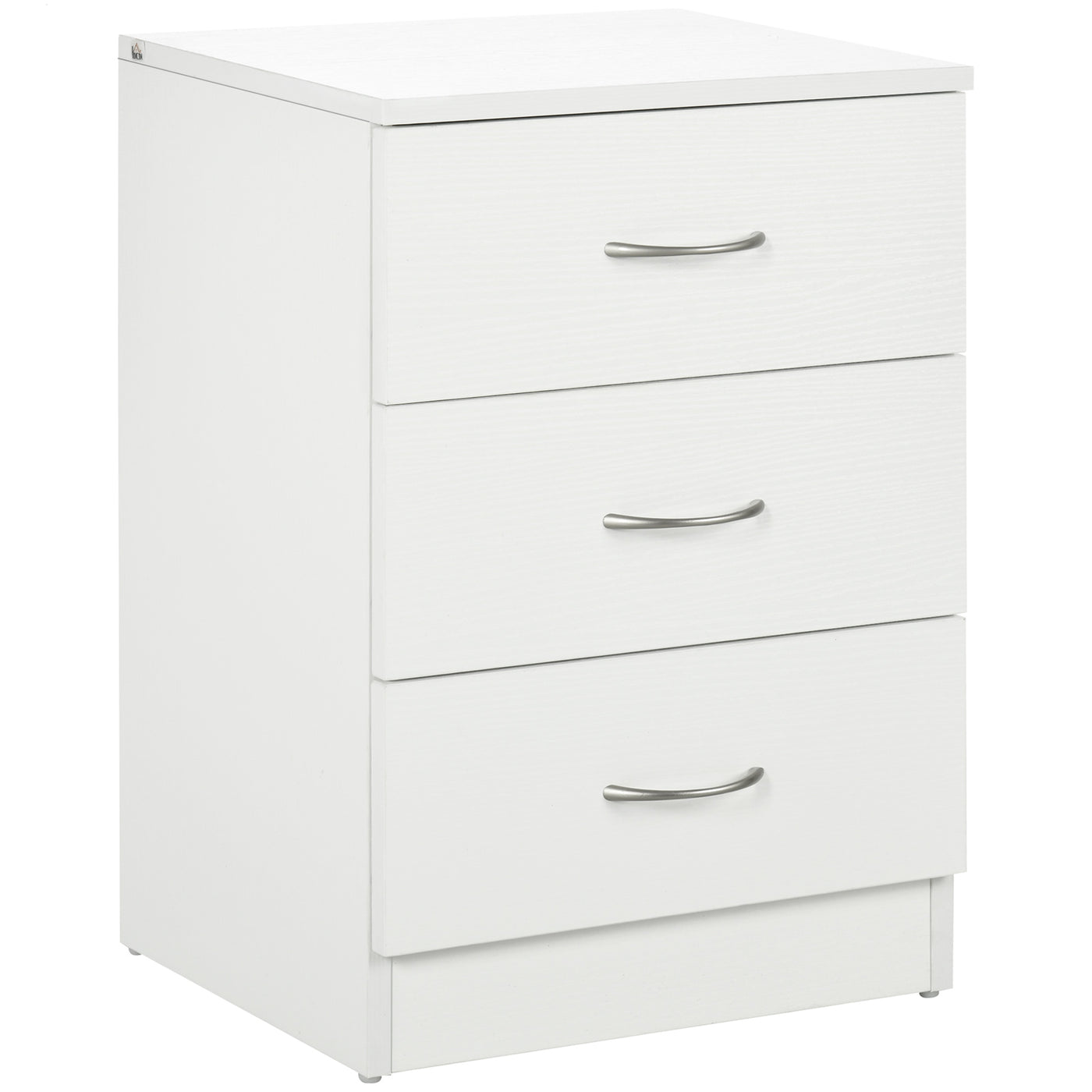 Bedside Table with 3 Drawers, Modern Wood Nightstand, Side End Table for Bedroom, White
