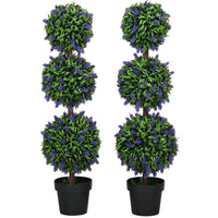 3.5ft Set of 2 Artificial Plants, Lavender Flowers Ball Trees with Pot, for Home Indoor Outdoor Decor