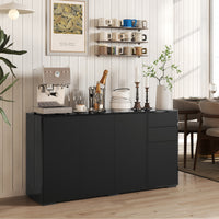 Kitchen Sideboard Storage Cabinet, Modern Coffee Bar Cabinet with Push-Open Design and 2 Drawers for Living Room, Black