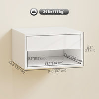 Floating Bedside Tables Set of 2, Wall-Mounted Nightstand, High Gloss White