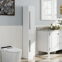 Freestanding Tall Bathroom Storage Cabinet with Adjustable Shelves, Bathroom Organizer, White Wood Grain