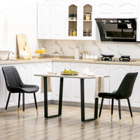 Dining Chairs Set of 2, Modern Kitchen Chair with PU Leather Upholstery and Steel Legs for Living Room, Bedroom, Black