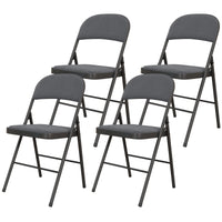 4 Pack Folding Chairs with Padded Seats, Velvet Portable Party Chairs with Steel Frame, Dark Grey