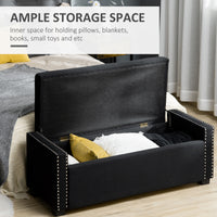 Upholstered Flip Top Storage Bench Fabric Ottoman for Bedroom, Living room, Dark Grey