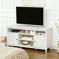 TV Stand for TVs up to 55", TV Unit with Storage Cupboard and Shelves, 55.1" x 15.7" x 27", White