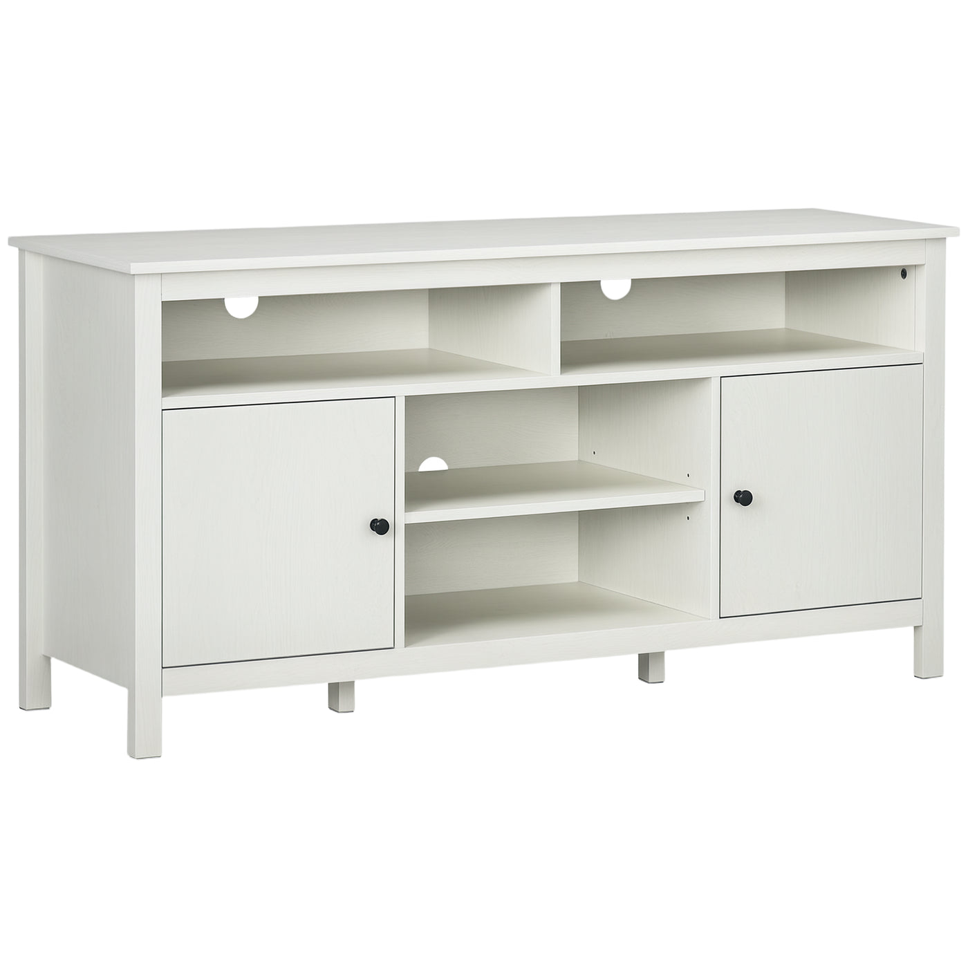 TV Stand for TVs up to 55", TV Unit with Storage Cupboard and Shelves, 55.1" x 15.7" x 27", White