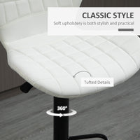 Bar Stools Set of 2 Adjustable Height Swivel Bar Chairs in PU Leather with Backrest & Footrest, White