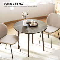 Folding Dining Table, Round Drop Leaf Kitchen Table for Small Spaces with Wood Legs, Distressed Grey