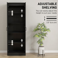 69" Tall Pantry Cabinet with Adjustable Shelves, Modern Kitchen Pantry Cabinet with Soft Close Doors, Black