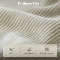 3 Seater Sofa, 74" Modern Corduroy Upholstered Couch with Thick Spring Cushions, Solid Wood Legs, Armrests, Beige