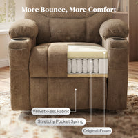 Power Recliner Chair with Massage, Electric Lift Chair for Elderly with Side Pockets, Cup Holders, Remote, Brown