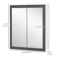 Bathroom Mirror Cabinet, Wall Mounted Medicine Cabinet with Mirror, Double Doors and Adjustable Shelves, White