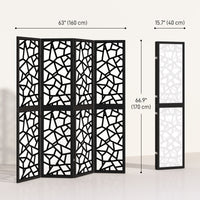 4 Panel Room Divider, 5.6 FT Lightweight Folding Privacy Screen with Geometric Pattern for Living Room, Bedroom, Black