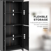 72" Freestanding Storage Cabinet, Kitchen Pantry Cabinet with Doors and Shelves for Dining Room, Black