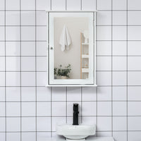 Bathroom Mirror Cabinet, Wall Mounted Medicine Cabinet with Door and Shelves, White