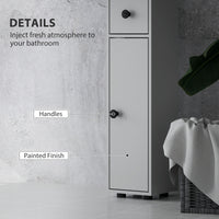 71" Tall Bathroom Cabinet, Narrow Toilet Paper Cabinet with Open Shelves, 2 Door Cabinets, Adjustable Shelves, Grey