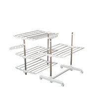 4 Layers Folding Laundry Rack Stand Dryer Storage Towel Rack Rolling