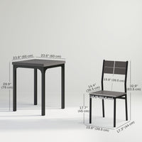 Dining Table Set for 2, 3 Piece Kitchen Table and Chairs with Metal Legs for Small Spaces, Grey Wood Effect
