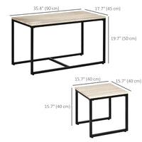 Nesting Coffee Table Set of 3, Modern End Tables with Black Metal Frame for Living Room Home Furniture, Natural