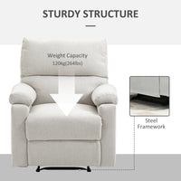 Recliner Chair, Manual Reclining Chair with Footrest, Padded Seat for Living Room, Bedroom, Study, Cream White