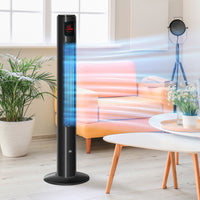 Freestanding Tower Fan Cooling for Home Bedroom with Oscillating, 3 Speed, 12h Timer, LED Sensor Panel, Remote Controller, Black