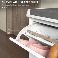 Shoe Storage with Seat, Upholstered Hallway Bench, Shoe Bench with Flip Drawer, Adjustable Shelf for 6-8 Pairs of Shoes