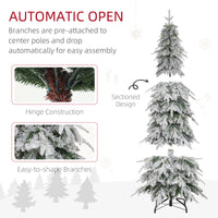 6ft Pencil Flocked Artificial Christmas Tree with 600 Branch Tips, Auto Open and Steel Base, Green