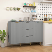 Modern Kitchen Storage Cabinet, Sideboard Buffet Cabinet w/ 3 Drawers and Adjustable Shelves for Kitchen Hallway, Grey