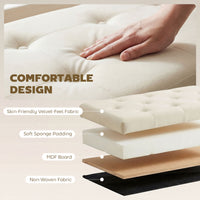 Storage Ottoman, Upholstered Velvet End of Bed Bench, Button Tufted Storage Bench for Bedroom, Living Room, Beige
