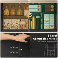 Kitchen Pantry Cabinet, 64" Tall Kitchen Hutch with 3 Cabinets, 2 Drawers, Adjustable Shelves, Microwave Stand, Black