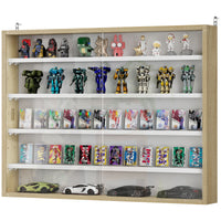 5-Tier Display Cabinet, Shot Glass Display Case, Glass Curio Cabinet with 2 Glass Doors and 4 Adjustable Shelves, Oak