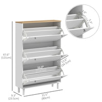 Shoe Storage with 3 Flip Drawers and Adjustable Shelves, Entryway Shoe Storage Cabinet for 24 Pairs of Shoes, White