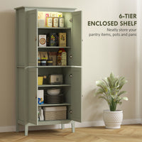 69.5" Tall Kitchen Pantry Storage Cabinet with Motion Sensor LED Light, Modern Kitchen Pantry Cabinet, Green