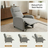 Manual Recliner Sofa Manual Home Theater Seating, Single Linen-Touch Sofa Armchair for Living Room, Light Grey