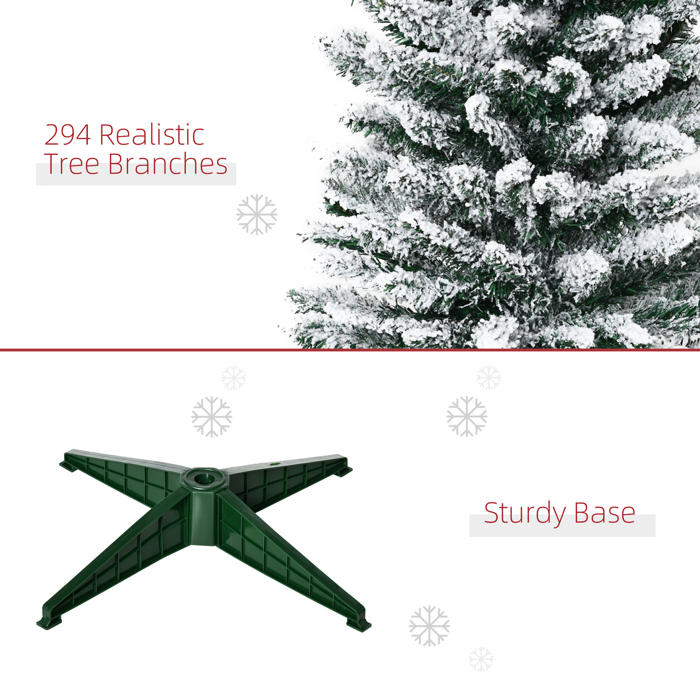 5ft Tall Pencil Artificial Christmas Tree, Holiday Décor with Snow Flocked Branches, Green