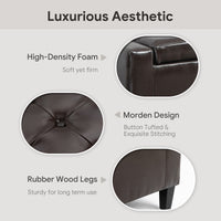 Storage Ottoman Bench, PU Leather Upholstered Bench with Tufted Design, Brown