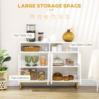 Accent Sideboards, Kitchen Storage Cabinet with 4 Doors, Adjustable Shelves, Metal Base for Living Room, Hallway, White